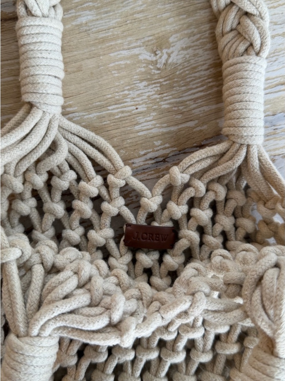 J. Crew Cream Knotted Macramé Shoulder Bag - Picture 3 of 3